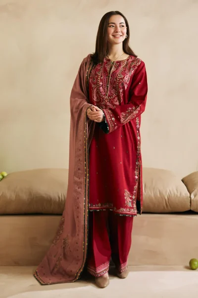 Zara Shahjahan Embroidered Karandi 3pc