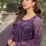 Maria b Unstitched purple chiffon Dress