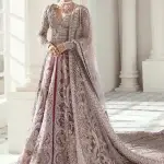 Tea Pink Front Open Maxi  – Red Lehenga