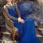 Maria B .Unstitch Cobalt Blue Saree