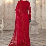 Maria B . Red Saree embroidered with sequins.