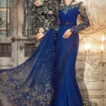 Maria B .Unstitch Cobalt Blue Saree