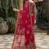 Maria B - Hand Embellished Red Saree