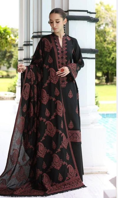 Bareeze Embroidered Dhanak 3pc with Embroidered Shawl