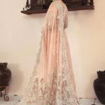 Maria B-Peach Pink Embroidered Saree