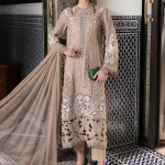 Maria B - Chikankari Brown 3pc Dress