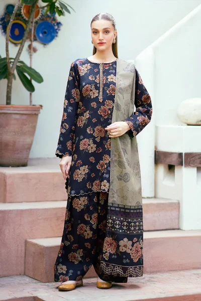 BAROQUE - 3pc lawn Printed shirt with voile Dupatta