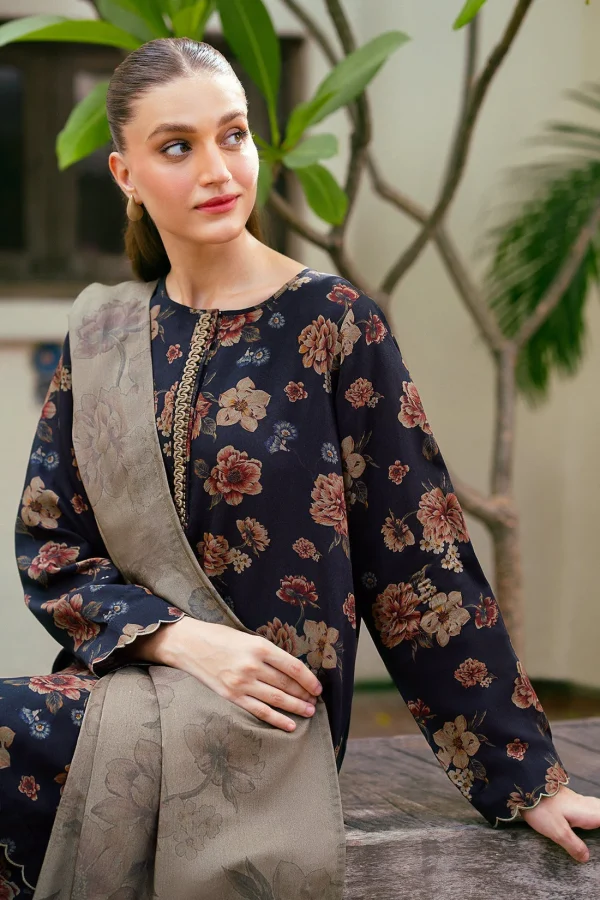 BAROQUE - 3pc lawn Printed shirt with voile Dupatta