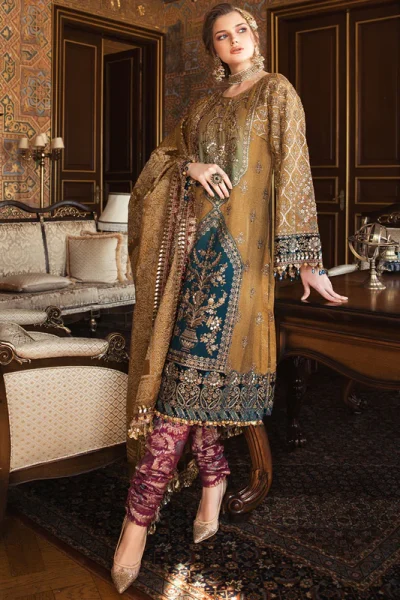 Maria B-Mbroidered Zari net suit