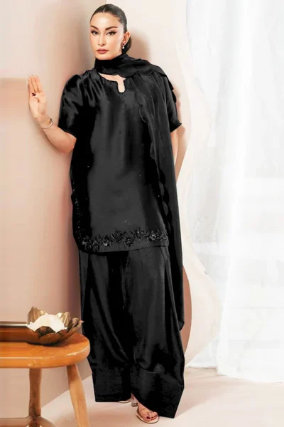 KAIDA -black Silk handmade Dress