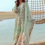 Crimson- seafoam luxury 3pc Lawn suit