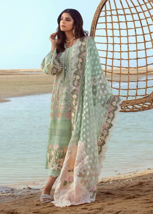Crimson- seafoam luxury 3pc Lawn suit