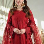 Qalamkar-Embroidereed Chickankari Lawn 3pc