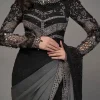Maria B - Black & Grey Saree