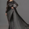 Maria B - Black & Grey Saree