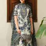 Embroidered Lawn 3pc with Chiffon Dupatta