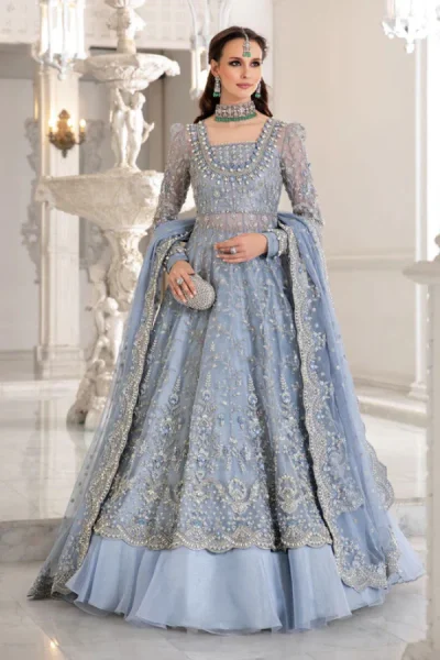 Maria B-Bridal Ice Blue Maxi