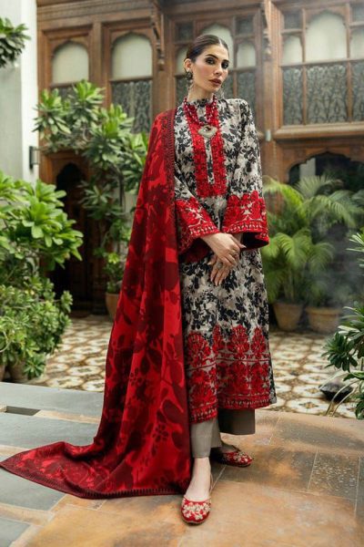 Embroidered Lawn 3pc with Organza Patches