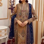 Adan's Libas Organza Embroidered partywear Dress