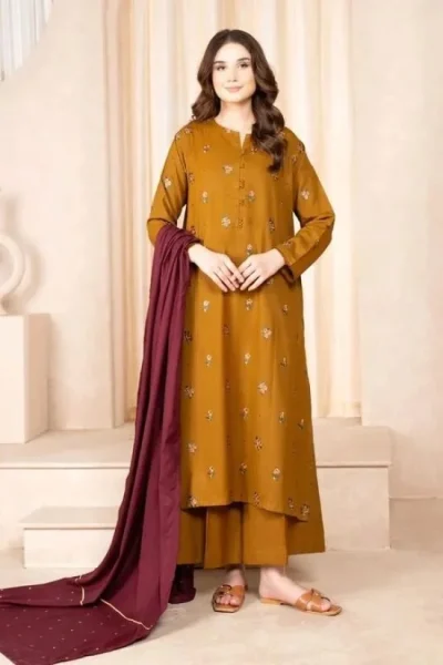 BAROQUE - Embroidered Lawn With Digital Diamond Dupatta