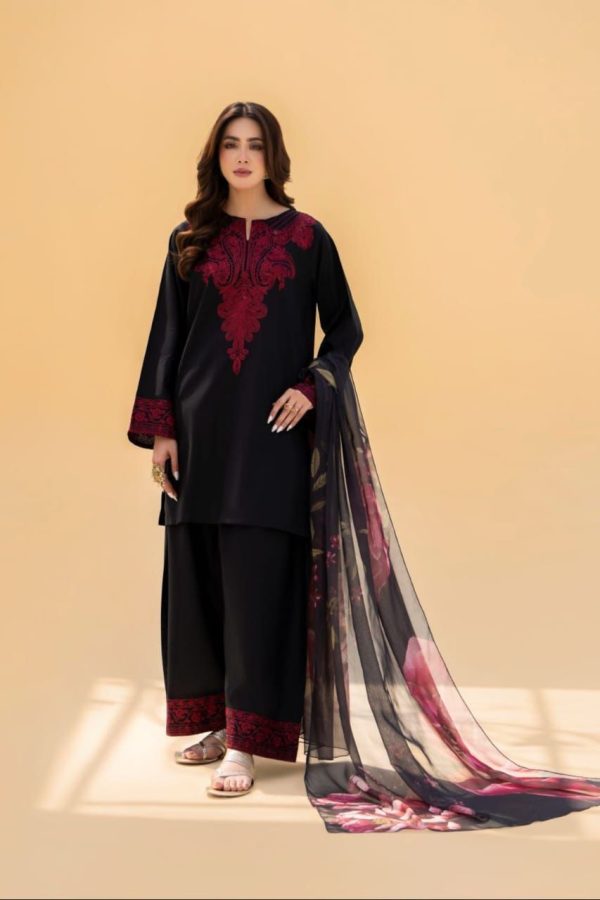Elegant Black Embroidered 3-Piece Suit