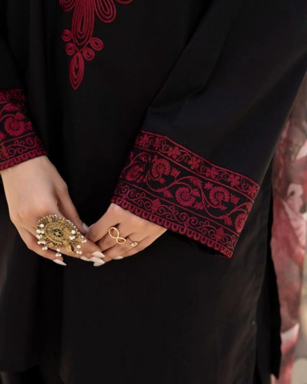 Elegant Black Embroidered 3-Piece Suit