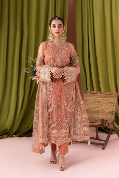 Embroidered Bridal 3pc Dress