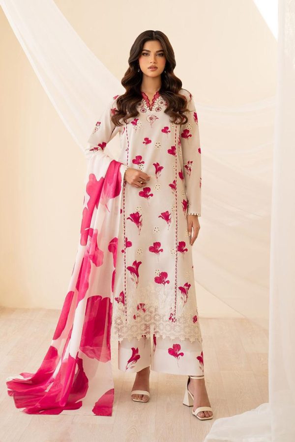 Iznik- Allover print with embroidered patches 3pc
