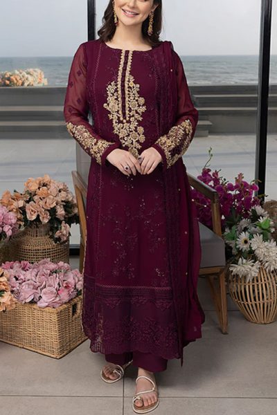 Luxury Chiffon Heavy Embroidered Dress