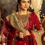 Maria B - Maroon Silk 3 Piece Embroidered Suit