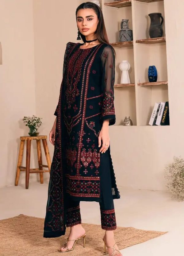 Noorma Kaamal - Black Embroidered Chiffon 3pc