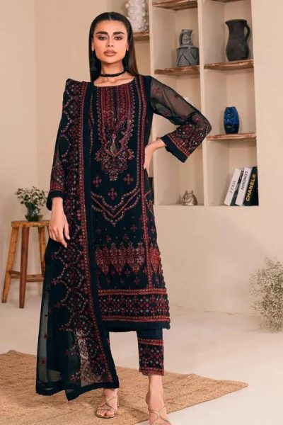 Noorma Kaamal - Black Embroidered Chiffon 3pc