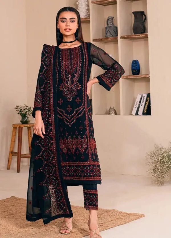 Noorma Kaamal - Black Embroidered Chiffon 3pc