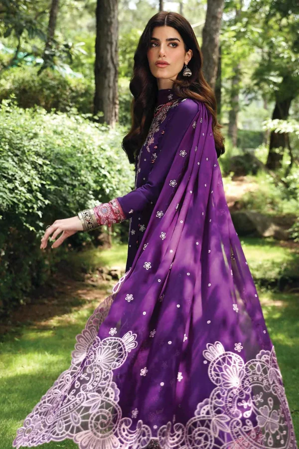 Qalamkar- Purple Luxury Lawn 3pc