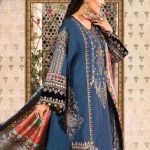 Royal Navy Blue Embroidered Bridal Suit with Multicolor Dupatta
