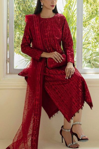 Embroidered Chiffon 3 PC Formals Dress (04)