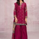 MARIA B-Dhanak Embroidered With Pashmina Printed Shawl