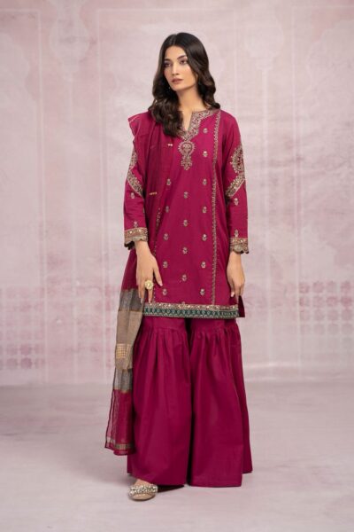 MARIA B-Dhanak Embroidered With Pashmina Printed Shawl