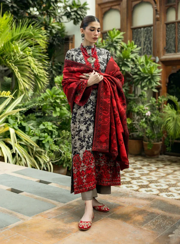 Embroidered Lawn 3pc with Organza Patches