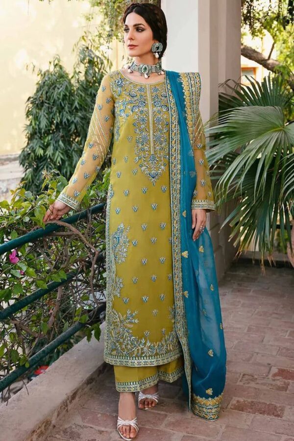 AKBAR ASLAM-Organza Partywear Heavily Adda work 3pc