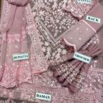 Azure Pink Embroidered Chiffon 3pc Dress