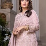 Azure Pink Embroidered Chiffon 3pc Dress