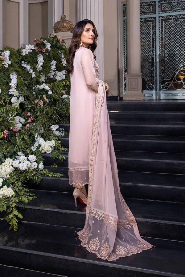 Azure Pink Embroidered Chiffon 3pc Dress