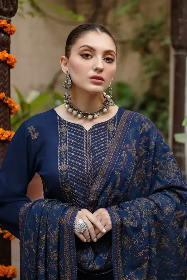 Bareeze-3pc Dhanak Embroidered Dress