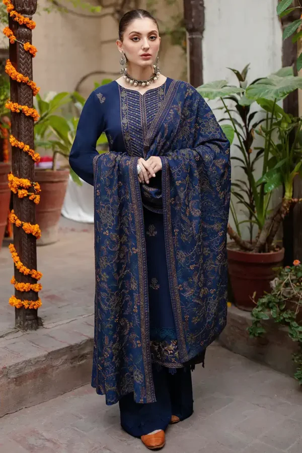 Bareeze-3pc Dhanak Embroidered Dress