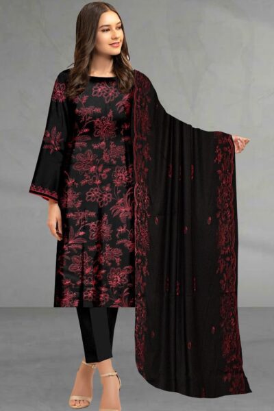 Bareeze-Dhanak Black Embroidery 3c Suit