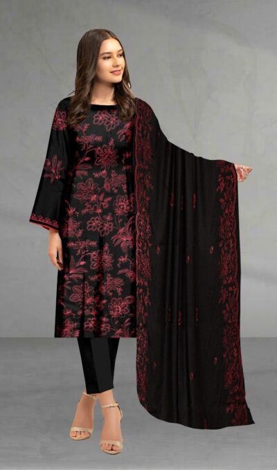 Bareeze-Dhanak Black Embroidery 3c Suit