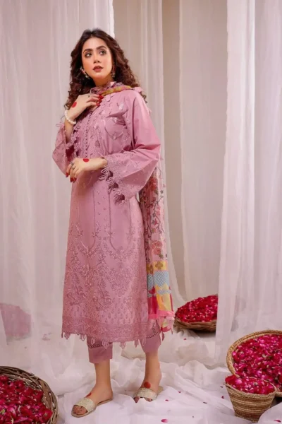 Bareeze Dhanak Embroidered with Digital Shawl