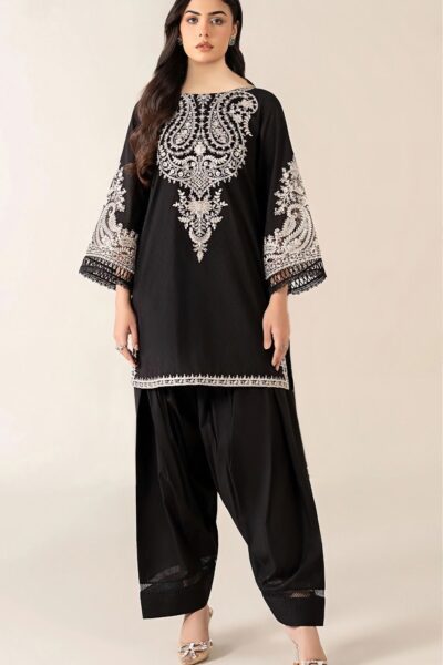 Black Embroidered Lawn 2pc – Elegant Partywear for Women