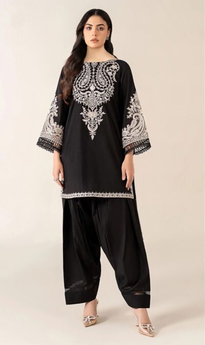 Black Embroidered Lawn 2pc – Elegant Partywear for Women